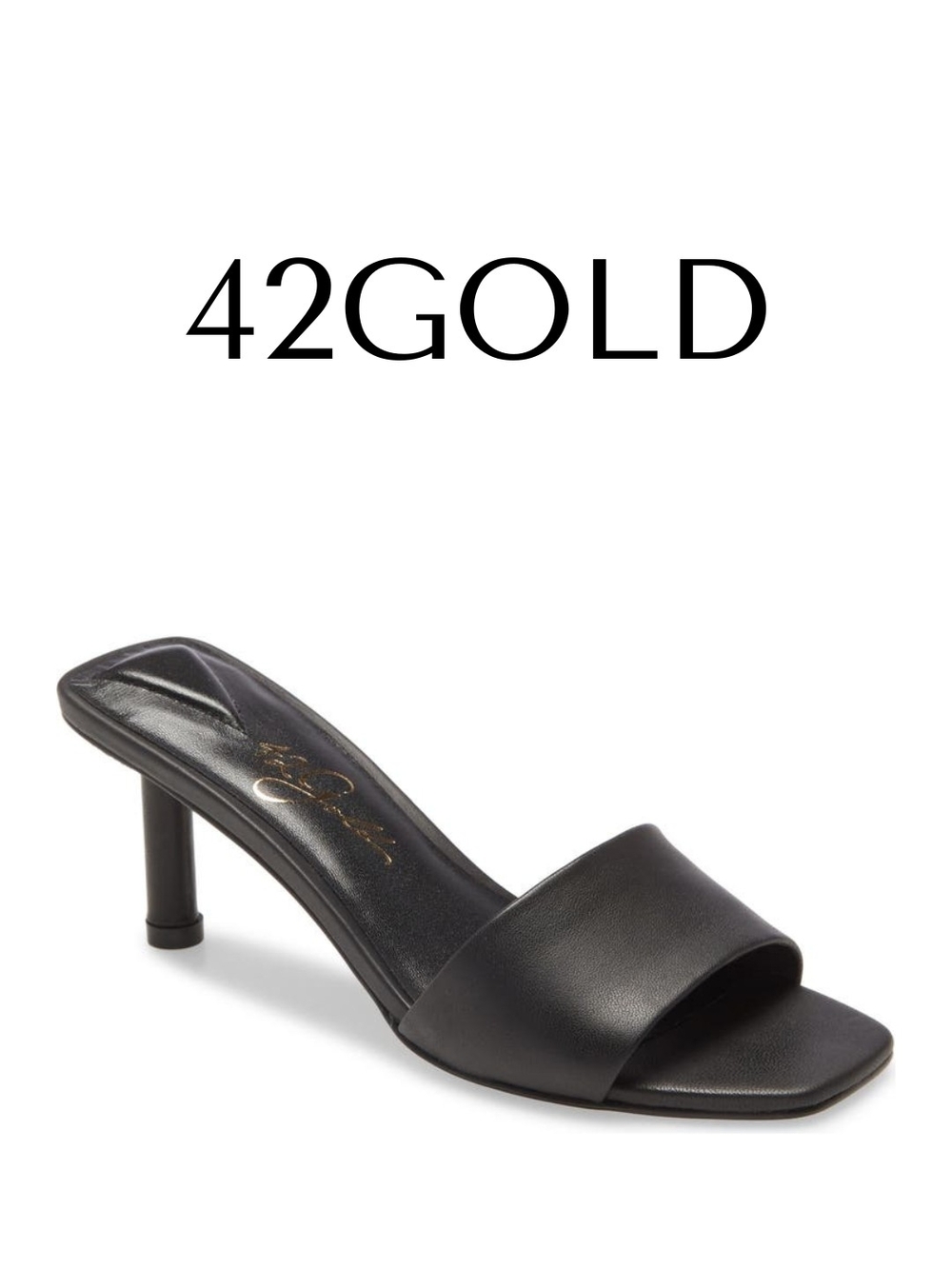 42 GOLD - Womens Lilith Black Leather Mule - Size 5 M